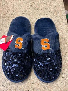 NEW Womens Syracuse Orange NCAA slippers FOCO SIZE MEDIUM 7-8 Sequins NEW - Picture 1 of 1
