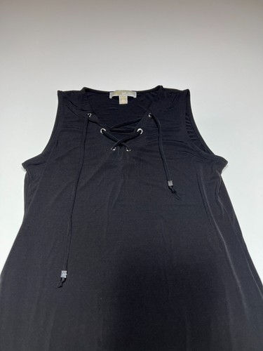 Abito Michael Kors taglia XS nero smanicato pizzo davanti tubino elasticizzato corto