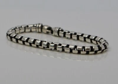 David Yurman pulseira de prata esterlina elos quadrados formando corda, 8,5" de comprimento - Imagem 1 de 4