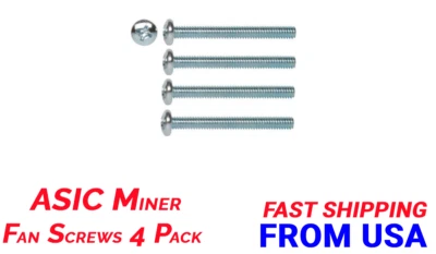Bitmain ASIC Fan Screws And Washers - (pack of 4) extra long Fast Ship From USA - Image 1 of 2