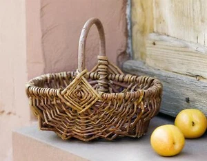 Bügelkorb "Rustikal" aus Weide, Obst Brot Pilz Flecht Blumen Korb Körbchen - Bild 1 von 5
