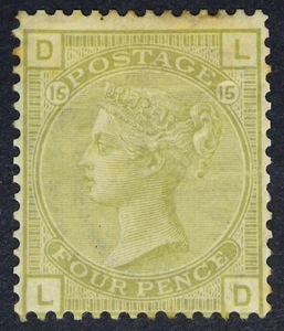 GB SG153 QV 1877 4d Salbeigrün, Platte 15, LD, montiert postfrisch - Bild 1 von 2