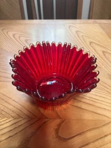 Pañuelo FOSTORIA HEIRLOOM ROJO RUBÍ CUENCO CON PUNTAS DE VIDRIO TRANSPARENTE - Imagen 1 de 10