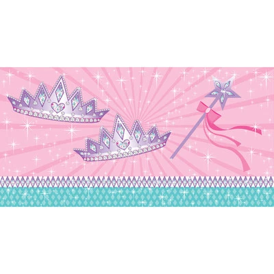 Princess Party Table Cover Creative Converting Plastic Tablecloth  54x108 Crown - Image 1 of 2