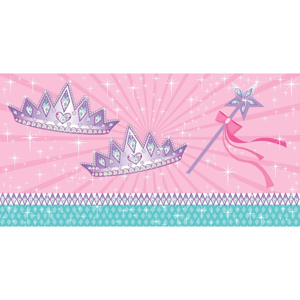 Princess Party Table Cover Creative Converting Plastic Tablecloth  54x108 Crown - Image 1 of 2