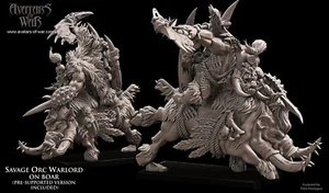 Savage Orc Warlord on Boar/TTRPG/Dungeons and Dragons/Green Skins/Avatars of War - Picture 1 of 4