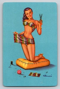 Tarjetas comerciales Pinup tartán escocés dos piezas sastre de cartas de coser - Imagen 1 de 2