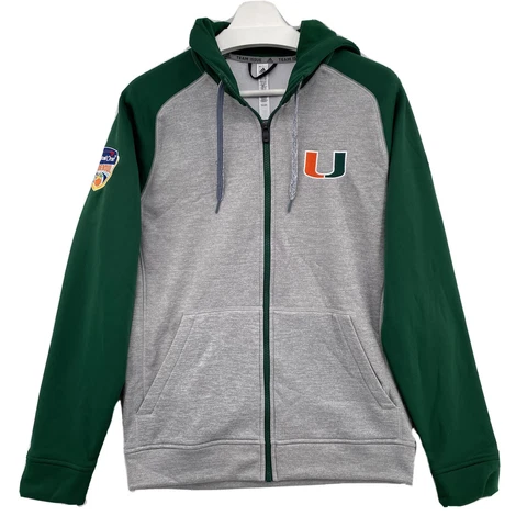 ADIDAS TEAM ISSUE Climawarm FULL ZIP UM University of Miami Orange Bowl Sz Small Cover