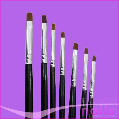 MARKENLOS 7 Stück UV Acryl Gel Set Pinsel Gelpinsel Nail Art Maniküre Holzstiel Schwarz