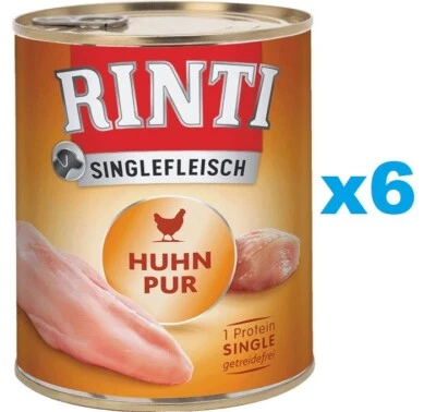 6x400 g RINTI Singlefleisch Pur Monoprotein Huhn getreidefrei Nassfutter - Bild 1 von 2