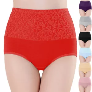 Women Briefs Underwear Cotton High Waist Tummy Control Panties Ladies Knickers❤ - Picture 1 of 23