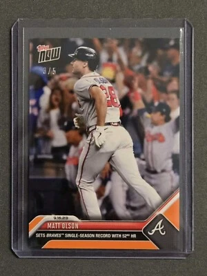 Matt Olson - 2023 MLB TOPPS NOW Card 874 - Braves Record 52 HR - Orange 3/5 - Image 1 of 2