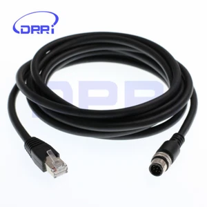 Cable blindado M12 8 pines macho A codificación a RJ45 Ethernet Cat5e - Imagen 1 de 3