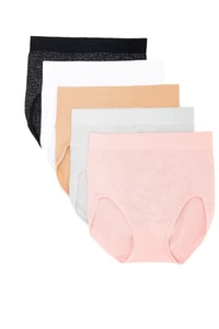 Breezies Women's 5-pack Set Sparkle Stripe Seamless Brief Basic - Picture 1 of 1