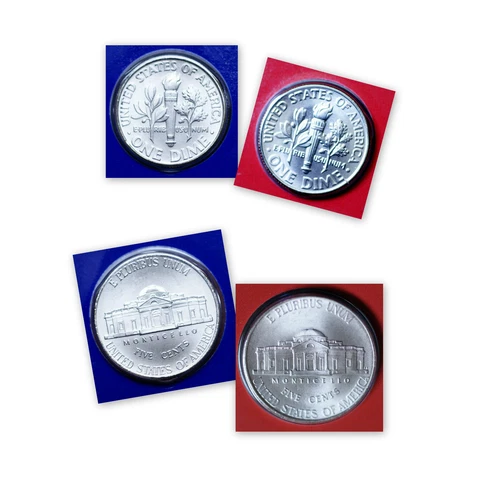 2012 P+D Jefferson Nickel & Roosevelt Dime Sets ~ PD in Original Mint Wrappers Cover