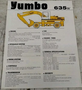 1984 Yumbo 635w Wheeled Excavator Information And Sales Brochure - YUS 318 - Picture 1 of 6