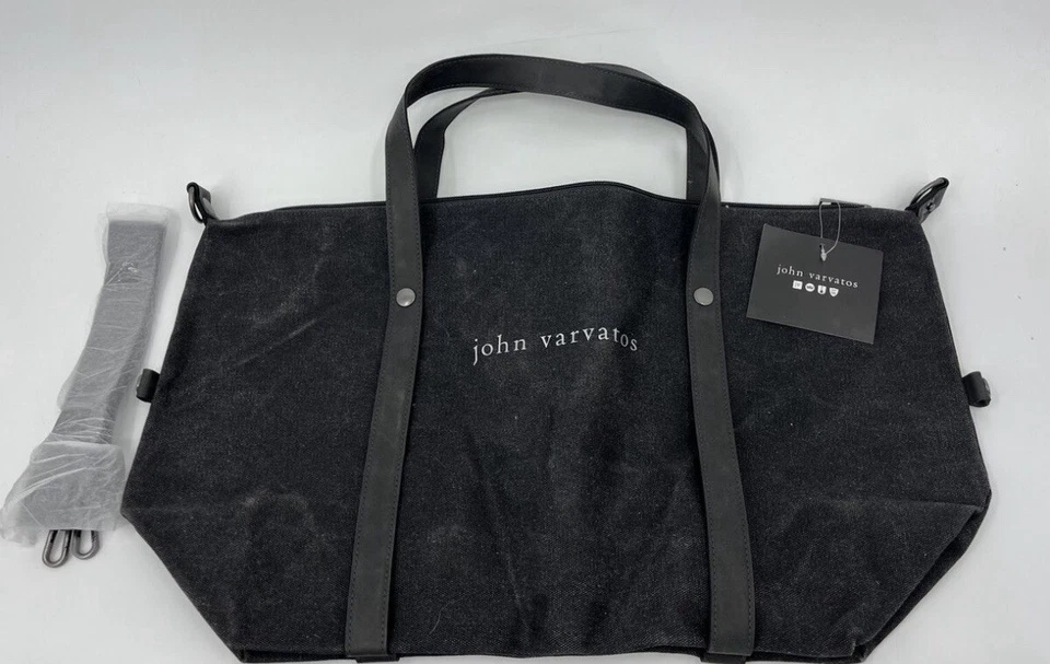 Bolso de Lona John Varvatos Nuevo con Etiquetas Weekender - Negro Mediano Cremallera de Viaje Foto 1 de 1