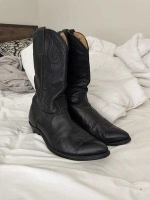 Stewart Boot Co Vintage Black Leather Cowboy Boots Men’s US 12  D Made In USA - Image 1 of 4