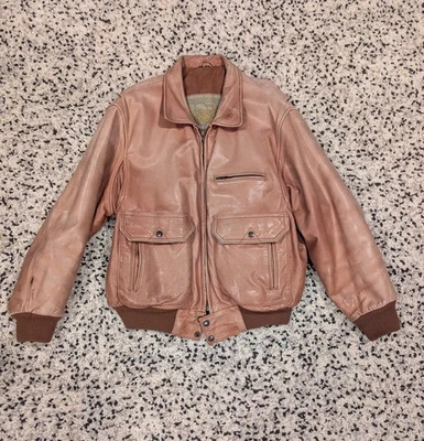 1969 American Eagle 44 Leather Aviator Jacket Brown Vintage - Image 1 of 4