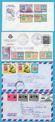 COSTA RICA 2 FDC sello centenario 1963 + 2 cubiertas 1982-83 sellos en sello UPU Foto 1 de 2