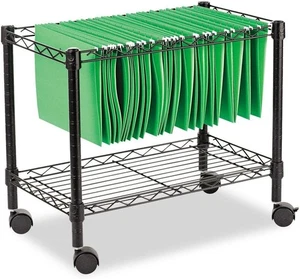 Alera ALE Single-Tier Rolling File Cart, 24w x 14d x 21h, Black - Picture 1 of 2