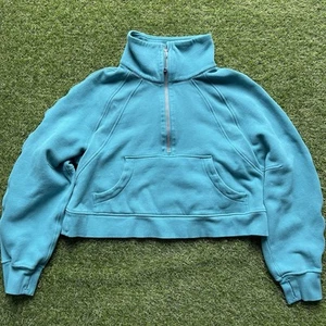 Lululemon Sweatshirt Women M/L Teal Blue Cropped Sweater Scuba Pullover - Picture 1 of 7