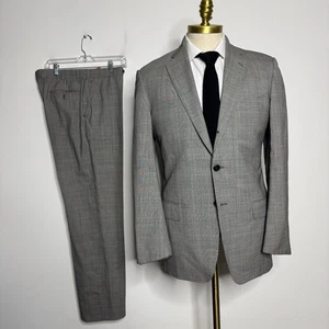 Belvest Bergdorf Goodman Men's 40R Gray Wool Two-Piece Suit 32W Pants Check - Picture 1 of 19