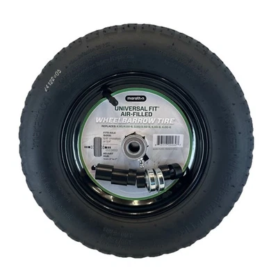 Marathon 14.5" Universal Replacement Wheelbarrow Wheel with Adapter Kit, Black - Image 1 of 4