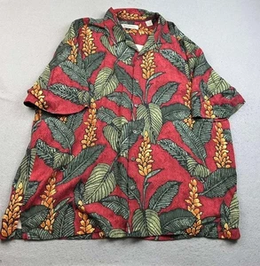 Tommy Bahama Hemd Herren XXL Rot Seide Blumen Knopfleiste Kurzarm - Bild 1 von 9