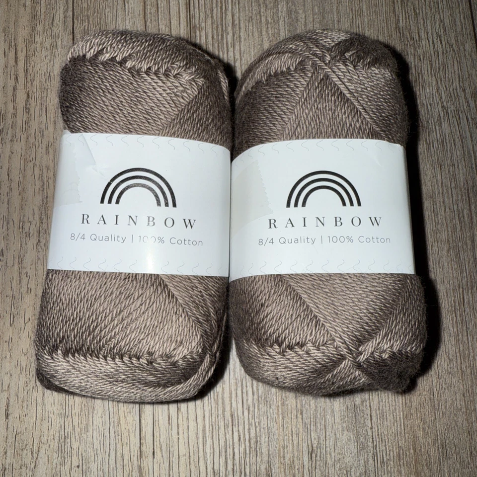 Lote De 2 Hilos Hobbii Arco Iris Calidad 8/4 100% Algodón Color 5 Gris TAUPE Marrón Foto 1 de 1