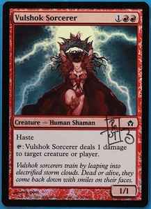 Vulshok Sorcerer FOIL Fifth Dawn NM Red Common SIGNED CARD (505097) ABUGames - Picture 1 of 2