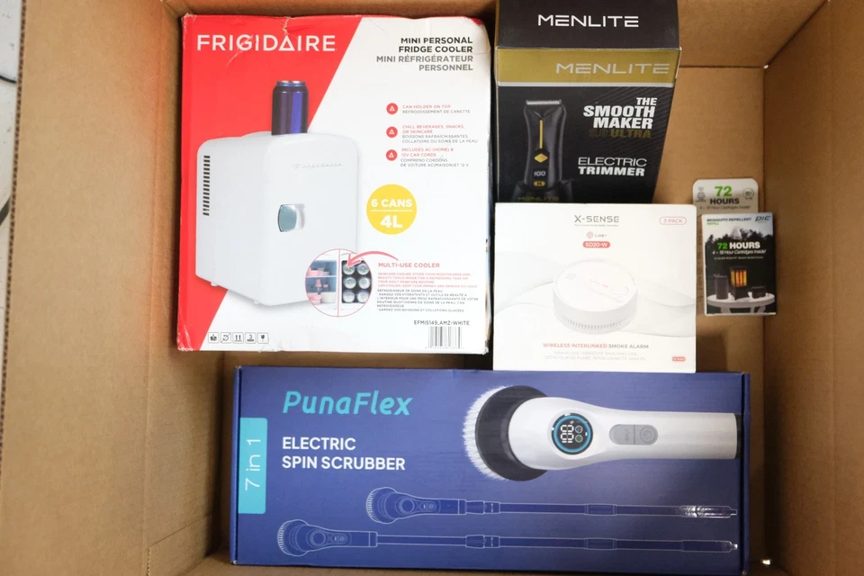 CHRISTMAS GIFT LOT Frigidaire MINI FRIDGE TRIMMER SPIN SCRUBBER GIFT BASKET - Image 1 of 1