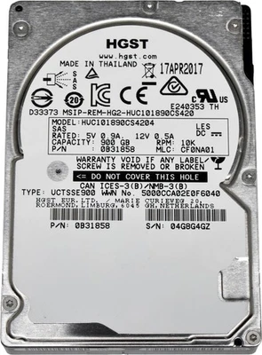 HGST 900GB 2.5" 10K 12G SAS HDD HUC101890CS4204 0B31858 512 Bytes Server Storage - Bild 1 von 4