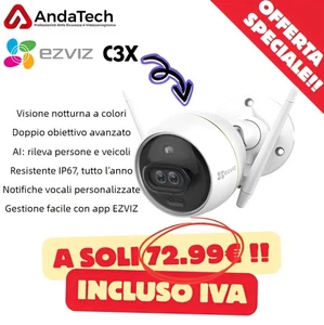 Telecamera Wifi Esterno Ezviz CS-C3X Sirena Allarme con Visione Notturna e Audio - Foto 1 di 7