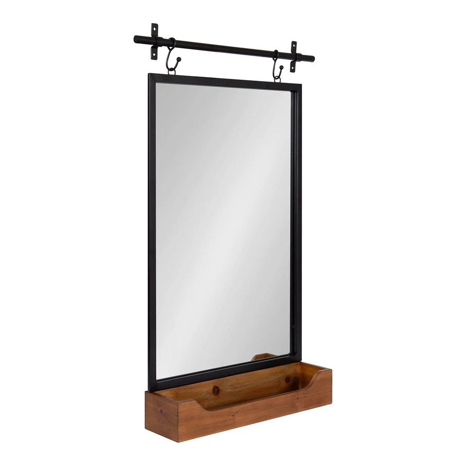 Gammons Modern Pub Mirror; 24 x 39; Rustic Brown and Black; Decorative Metal ... - Image 1 of 4