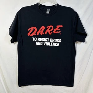 D.A.R.E. To Resist Drugs and Violence Black Medium Retro Tee M T-Shirt School - Picture 1 of 10