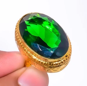 Chrome Diopside 18k Yellow Gold Plated Jewelry Ring s.7 R76-712 - Picture 1 of 4