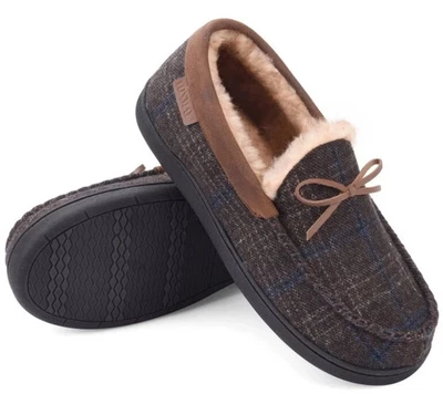 Para Hombres Acogedores Cálidos Mocasín de Piel Sintética Zapatillas Espuma con Memoria Casa Zapatos Black Friday  Foto 1 de 4