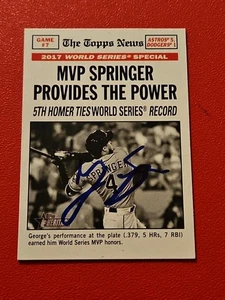 ⚾️ Topps Heritage Juego 7 Serie Mundial Jugador Más Valioso George Springer Autógrafo Firmado  - Imagen 1 de 2