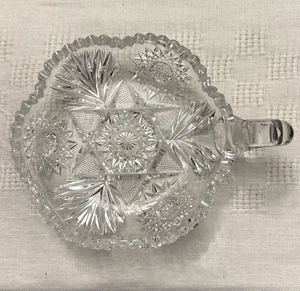 Antique AMERICAN BRILLIANT CUT GLASS NAPPY HANDLED BOWL ABP Fan-Star-Hobstar - Picture 1 of 5
