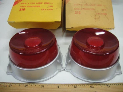 1952 Ford Cresline Victoria Sunliner Sedan Delivery Tail Light Lenses -PAIR- NEW - Image 1 of 2