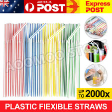 Up to 2000x Disposable Bendable Straw Plastic 20CM Drinking Drink Party Bulk VIC