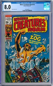 Cómics de Marvel 1971 Where Creatures Roam 6 clasificación CGC 8,0 en estado bastante bueno - Imagen 1 de 2