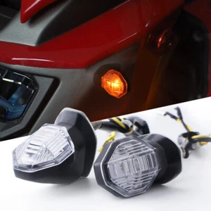 2X LED Motorcycle Turn Signal Indicator Amber Blinker Light Lamp Black Universal - Bild 1 von 9