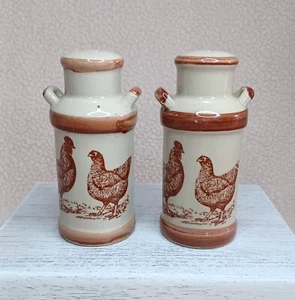 Rooster & Hen Salt & Pepper Shaker Set Stoneware Country Farmhouse Kitchen Decor - Picture 1 of 14