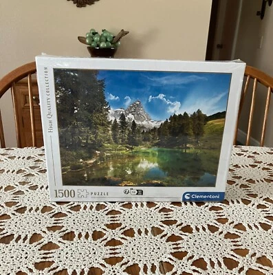 Quebra-cabeça novo feito na Itália Clementoni 1500 peças lago azul - Imagem 1 de 4