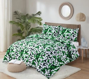 LUXURY DUVET COVER WITH PILLOWCASE SINGLE DOUBLE KING BEDDING SET (LEAF PINTCH) - Picture 1 of 12