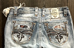 Pantalones de mezclilla para hombre Rock Revival Destroyed "KEIFER" relajados rectos 17 solapas sintéticas 36x31 - Imagen 1 de 17