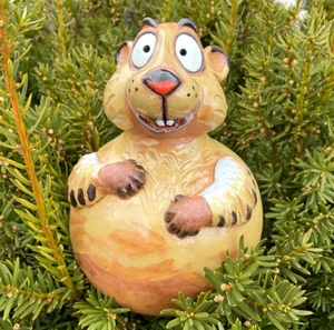 Ceramic Garden Decoration Murmeltier Figurine Lawn Stake H 21in Midene - Picture 1 of 13