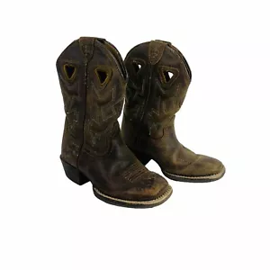 Ariat Charger Western Cowboy Square Toe Brown Leather Boots Youth Size 10.5 - Picture 1 of 13
